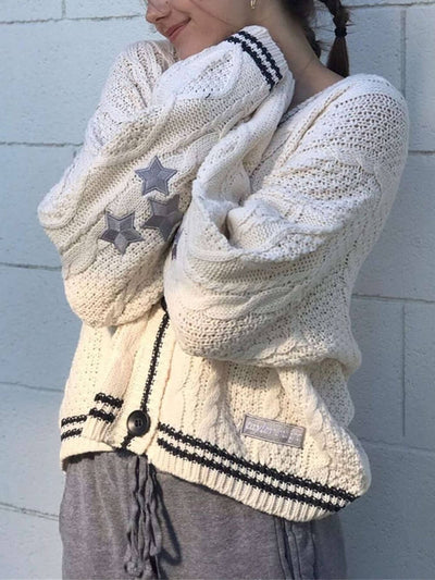 Cardigan bordado com estrela solta