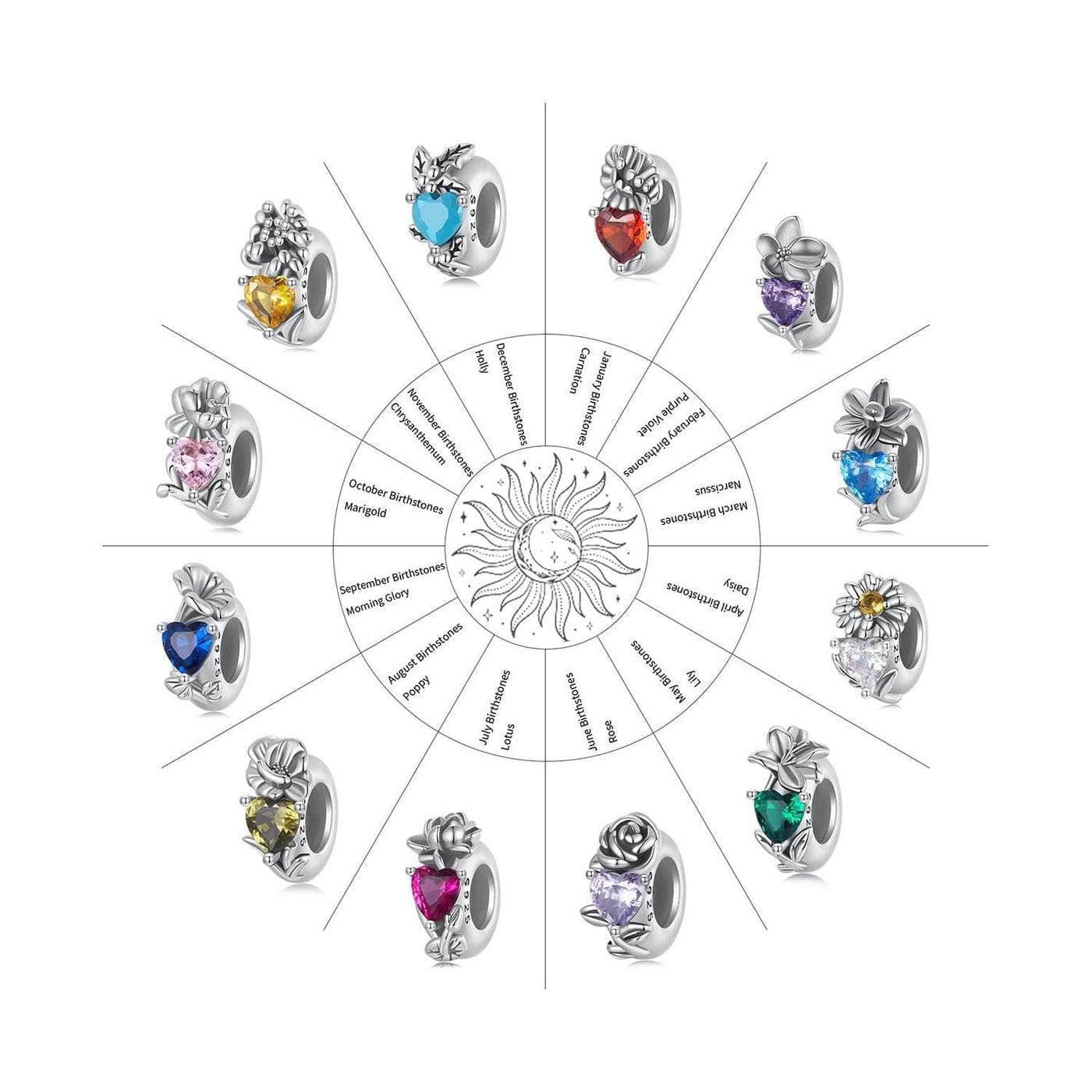 April Birthstone Flower Stopper Charm