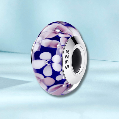 Blue Blossom Murano Charm