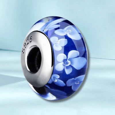 Blue Flower Murano Charm