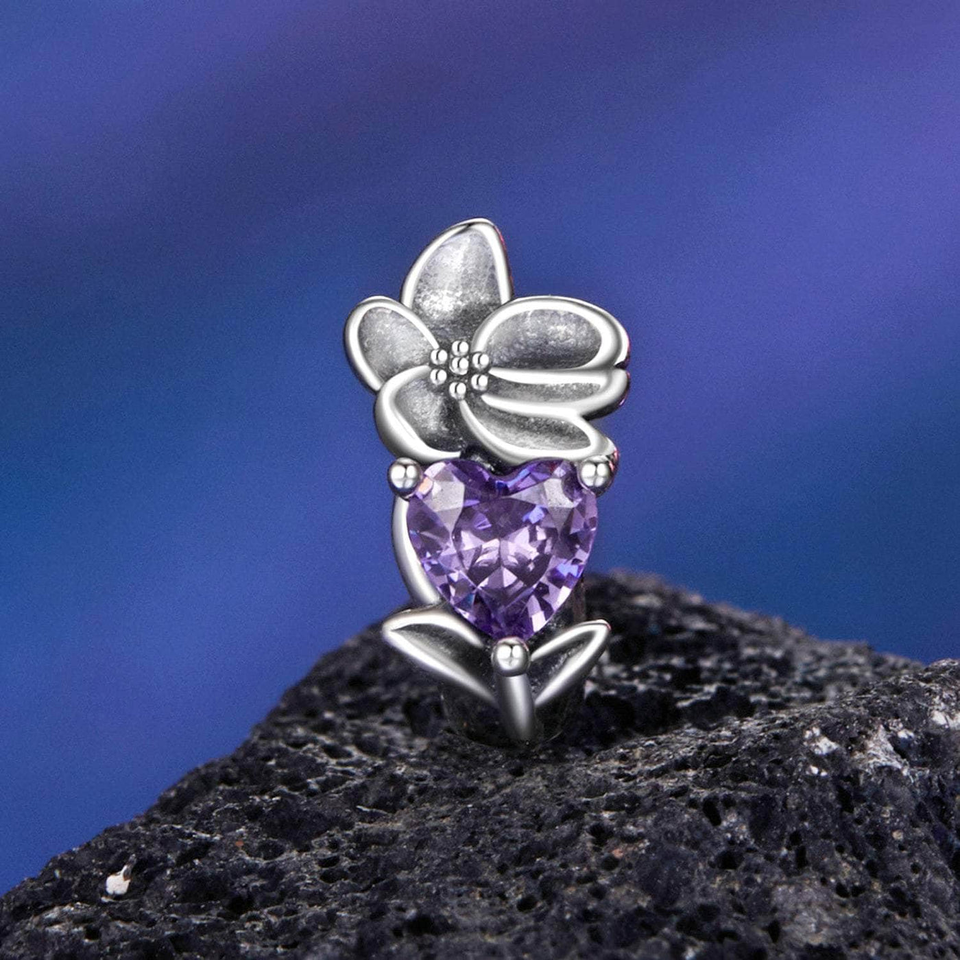 February Birthstone Flower Stopper Charm