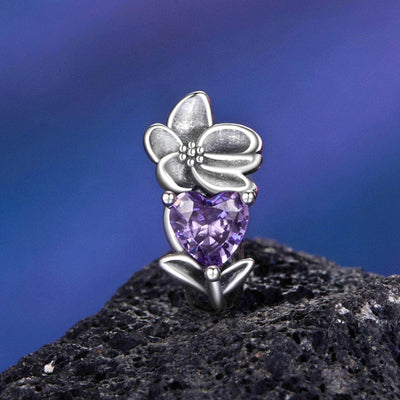 February Birthstone Flower Stopper Charm