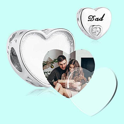 Sterling Silver Heart Photo Charm