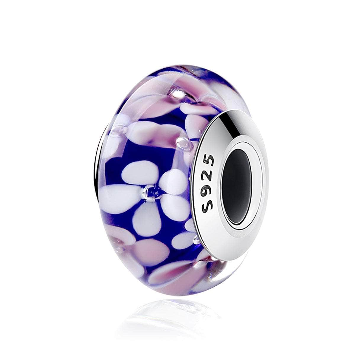 Blue Blossom Murano Charm