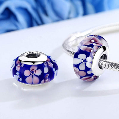 Blue Blossom Murano Charm