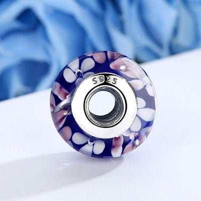 Blue Blossom Murano Charm