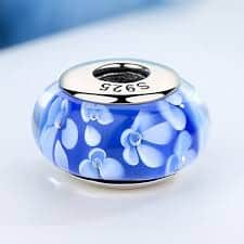 Blue Flower Murano Charm