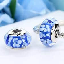 Blue Flower Murano Charm