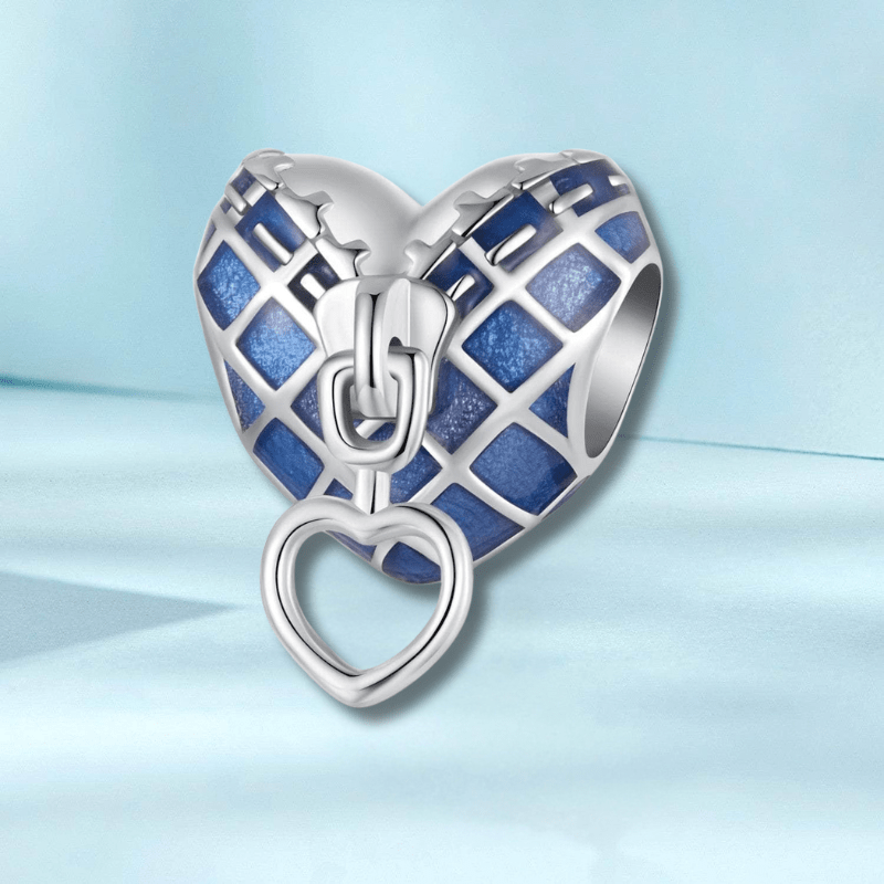 Denim Heart Zipper Charm