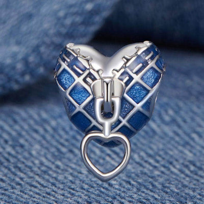 Denim Heart Zipper Charm