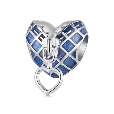 Denim Heart Zipper Charm