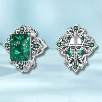 Green Gem and Skull Charm