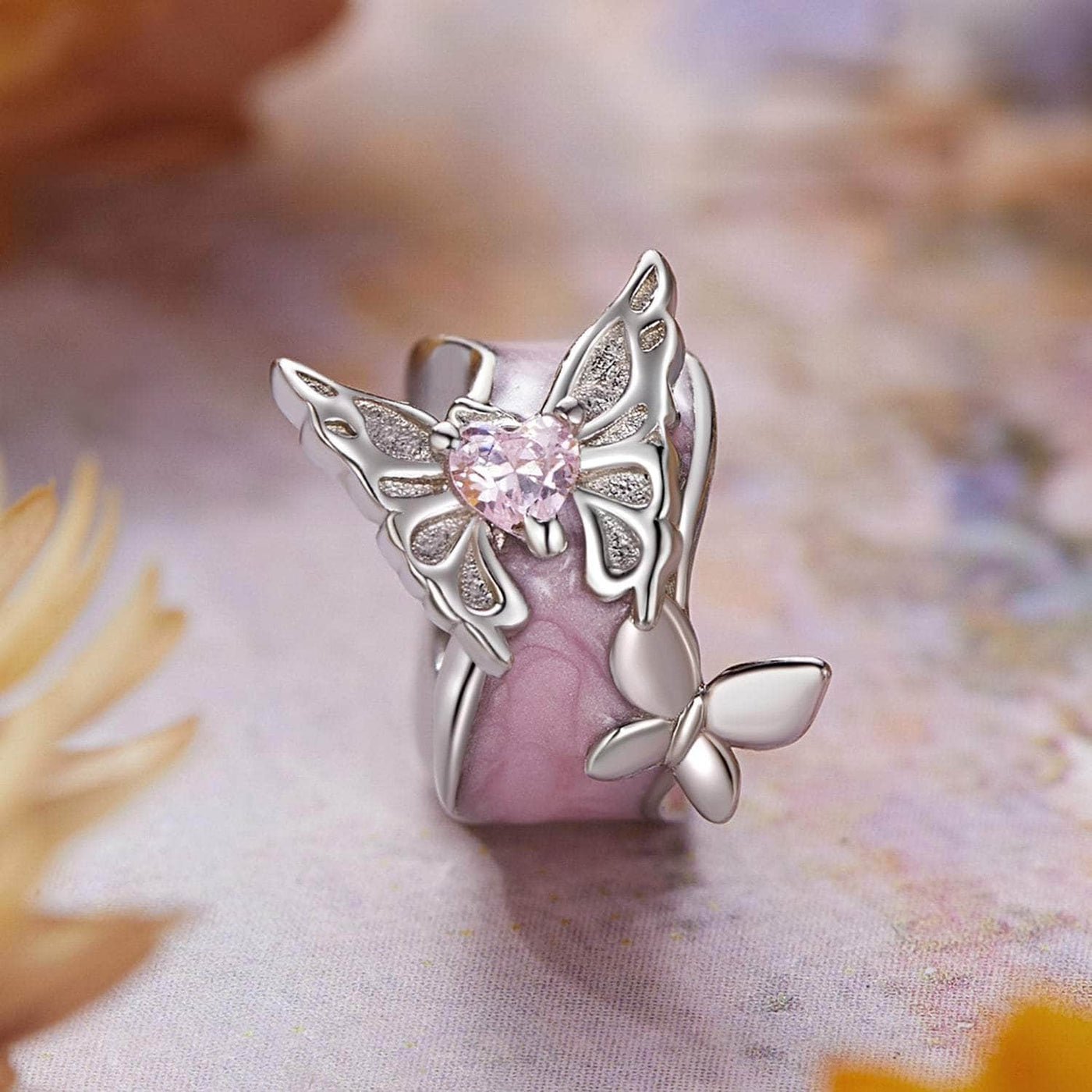 Pink Butterfly Stopped charm