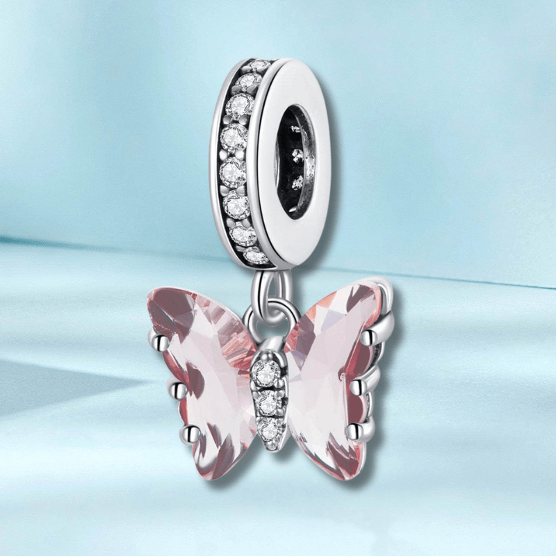 Pink Crystal Butterfly Charm