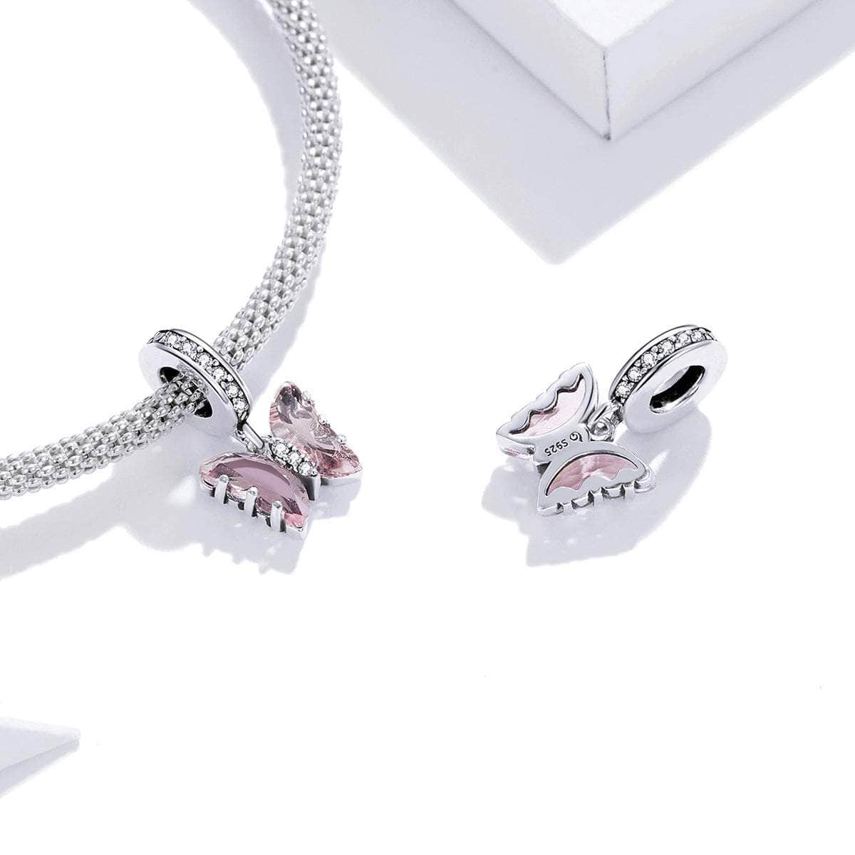 Pink Crystal Butterfly Charm