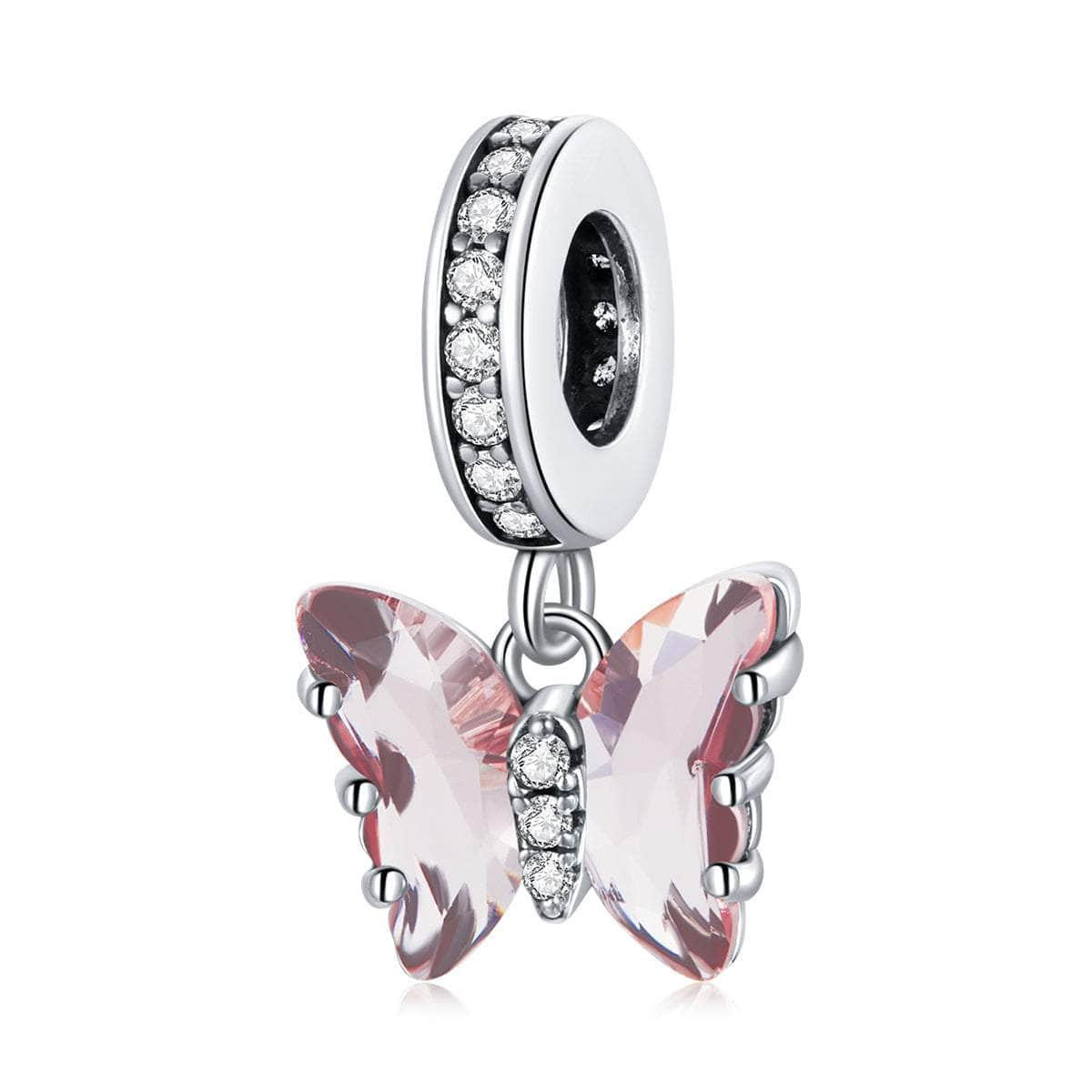 Pink Crystal Butterfly Charm