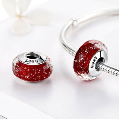 Red Sparkle Murano Charm