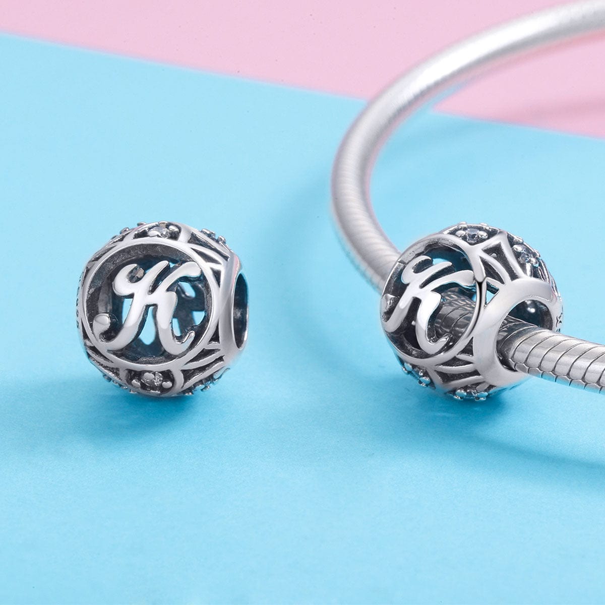 Silver Letter K Charm