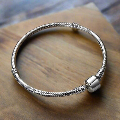 Sterling Silver Barrel Clasp Bracelet